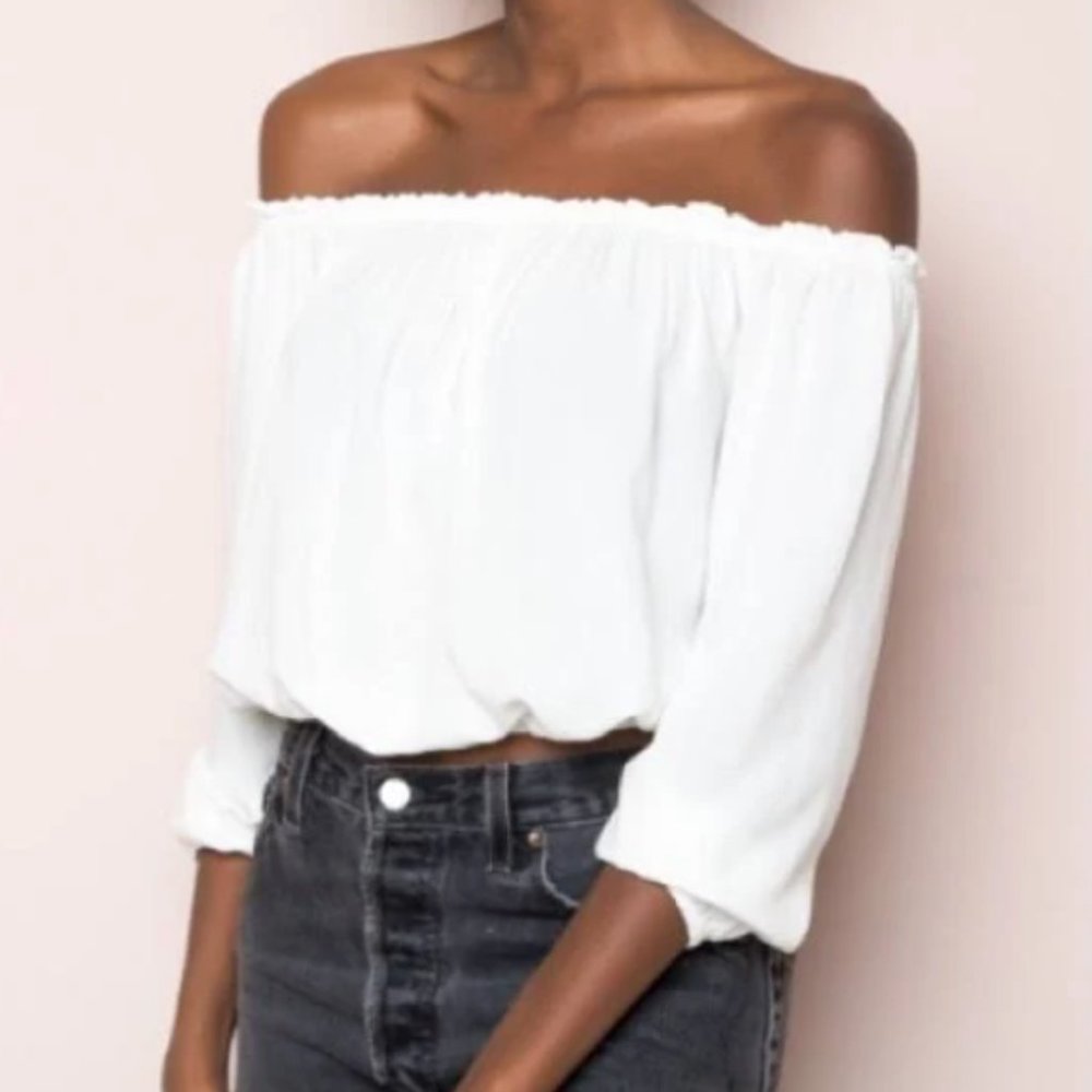 Brandy Melville White OTS Long Sleeve Top